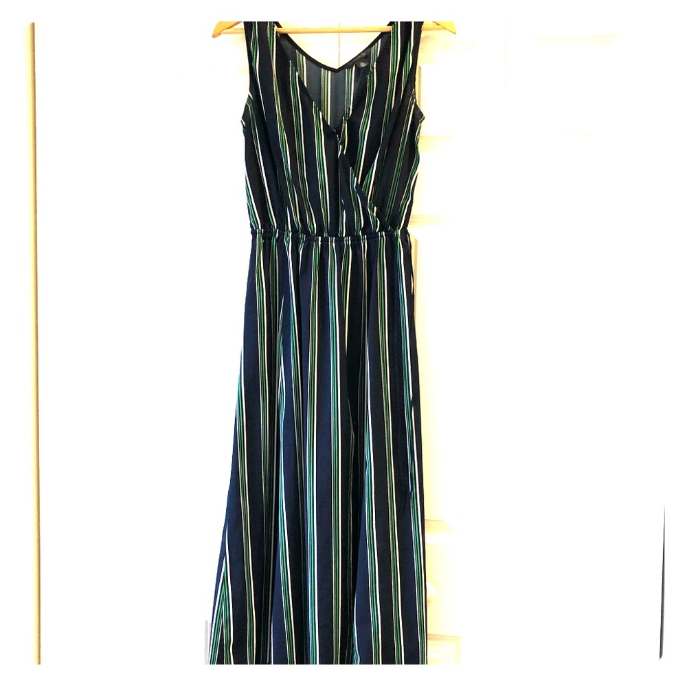 Tommy Hilfiger midi green white navy stripe dress